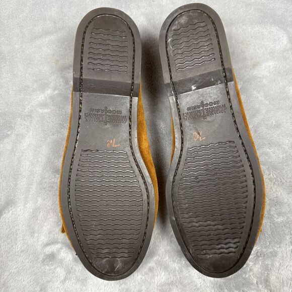 Minnetonka Thunderbird Moc Suede Moccasins Sz 9 Beaded Brown Slip On Slipper - Picture 10 of 11